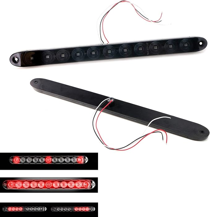 iJDMTOY 15-Inch Truck Trailer Tailgate Red LED ID Light Bar Compatible with Chevrolet Dodge Ford GMC Nissan Toyota etc, Functions as Tail Light, Brake Lamp & Turn Signal Lights, Smoked Lens