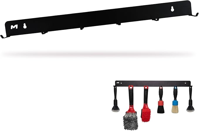 Maxshine Universal Detailing Brush Hanger (Logo) – 6 Organizer Hooks – Lightweight Wall-Mounted Design for Auto Detailing Supplies – Ideal for Garage & Mobile Use, Easy to Install Car Care Organizer