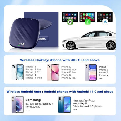 CarlinKit CarPlay Multimedia AI Box Android 13.0 System Only for Wired CarPlay Touch Screen Cars, Support Netflix YouTube Google Play ect. Wired to Wireless CarPlay Android Auto 8core 4G+64G