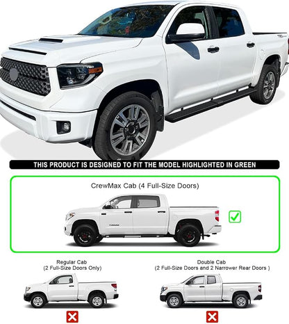 APS (Black 6 inches) Stainless Steel Running Boards Nerf Bars Side Steps Compatible with Toyota Tundra 2007-2021 CrewMax