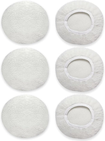 6 PCS Car Buffing Pads for 9-10 Inch Orbital Polisher, Lamb Fleece Polishing Pad Buffer Polisher Bonnets, 9-10 Inch Polishing Pads Cover Waxing Pads for Car Detailing (White)
