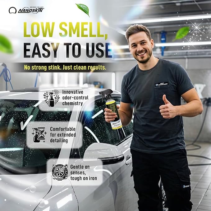 Nanoskin IRON FREE Paint, Wheel and Glass Decontamination Fall Out Remover 30 Gallons - Removes Iron Particles in Car Paint, Motorcycle, RV & Boat | Use before Clay, Wax or Car Wash for Car, Yellow