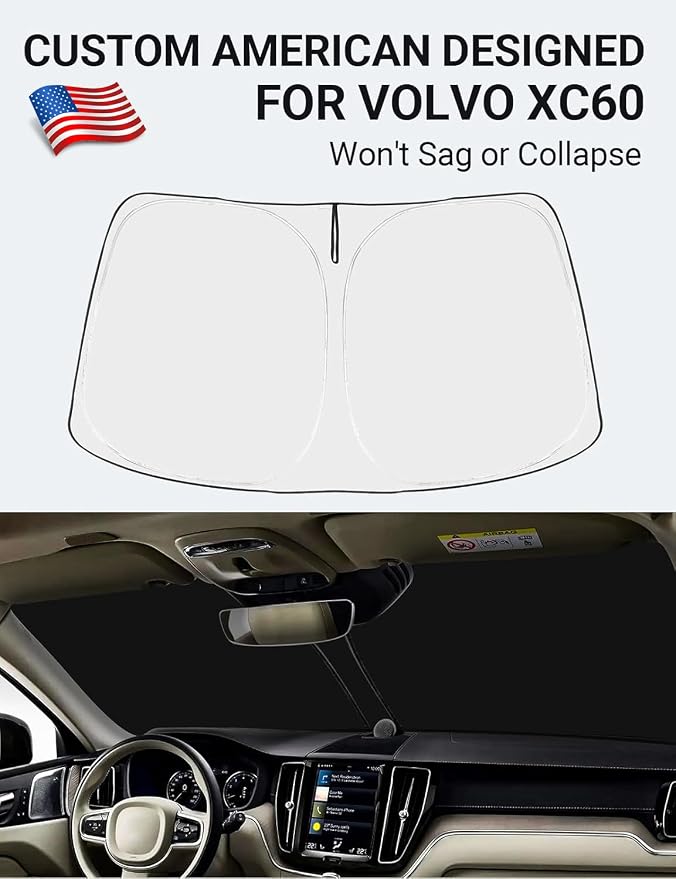 Proadsy Windshield Sun Shade for Volvo XC60 SUV 2018-2024 2025 2026 Foldable Sunshade Protector Blocks UV Rays Keep Car Cooler Accessories