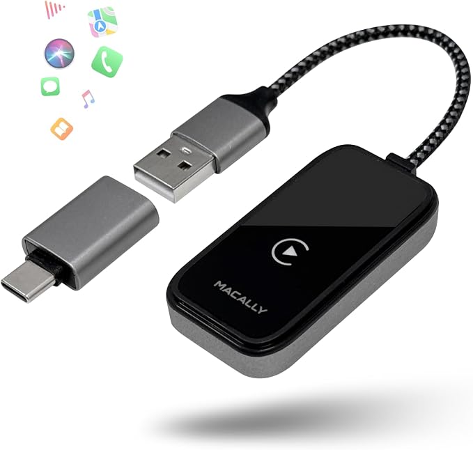 Wireless CarPlay Adapter for iPhone - Go Cordless in Seconds - USB Apple Car Play Wireless Adapter for iPhone 6 or Newer, 2017 Cars or Newer with USB C + A, Seamless, Crisp Sound, Bluetooth/WiFi