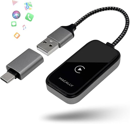 Wireless CarPlay Adapter for iPhone - Go Cordless in Seconds - USB Apple Car Play Wireless Adapter for iPhone 6 or Newer, 2017 Cars or Newer with USB C + A, Seamless, Crisp Sound, Bluetooth/WiFi