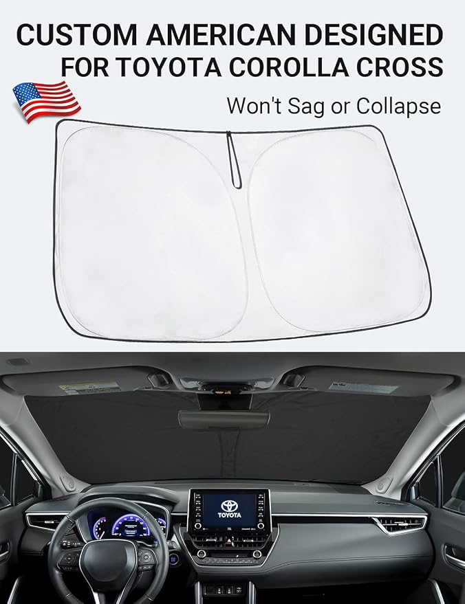 Proadsy Windshield Sun Shade for Toyota Corolla Cross 2022-2025 2026 (Not for Corolla) 4-Layer Foldable Front Window Sunshade Protector Keep Car Cooler