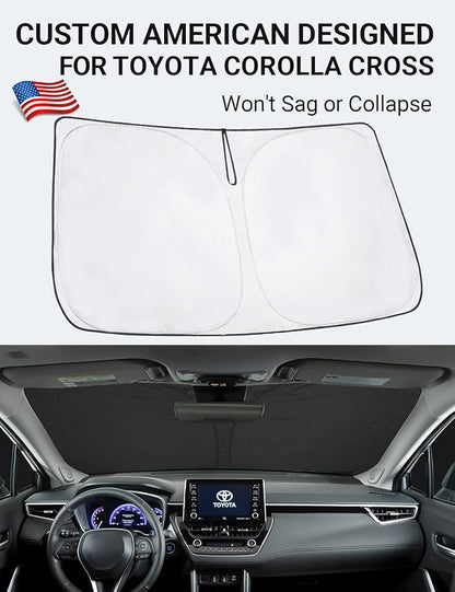 Proadsy Windshield Sun Shade for Toyota Corolla Cross 2022-2025 2026 (Not for Corolla) 4-Layer Foldable Front Window Sunshade Protector Keep Car Cooler