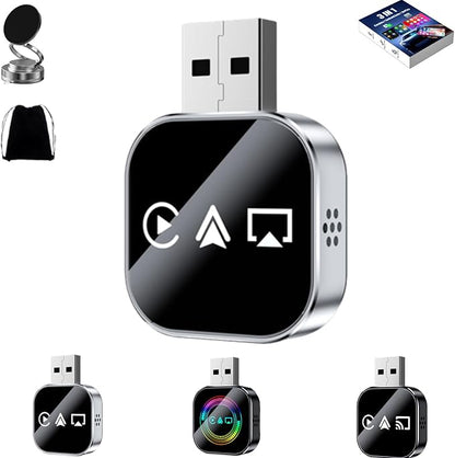 3-in-1 Car Adapter (2026 Model), Carplay Wireles Adapter, Mini Size, Compatible with Apple Carplay, Android Auto & Mirror Link, Plug & Play, Fast Response & Stable Connection (B, for iPhone)