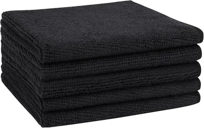 AIDEA Microfiber Cleaning Cloth Black 5PK, Microfiber Towels for Cars, Premium Car Cloths, Dusting Cloth Lint Free Cleaning Rags for SUVs, House, Kitchen, Window, Workshops,12×12"