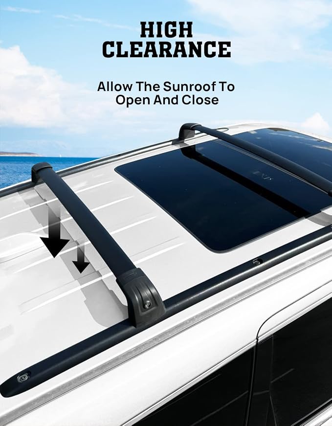 Roof Rack Cross Bars Compatible with Jeep Grand Cherokee Altitude & SRT & Trackhawk 2011-2022 with Roof Black Moldings, Aluminum Car Roof Rails Crossbar with Lock for Roof Cargo Carrier Bike