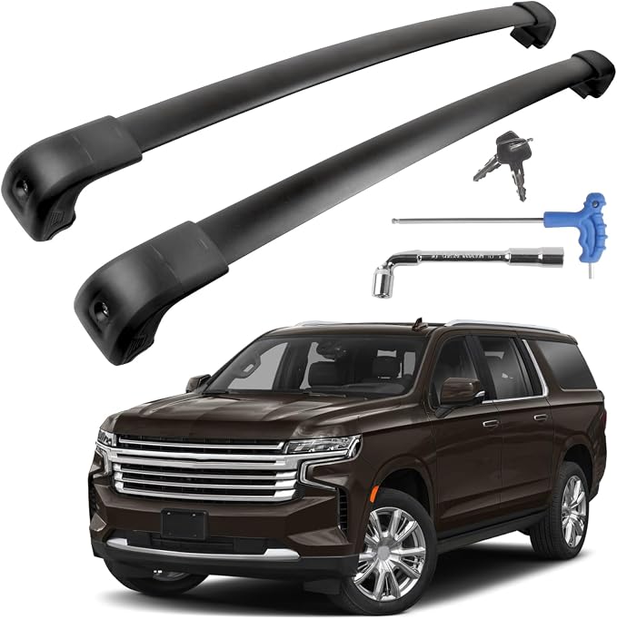 Gdydi 220lbs Roof Rack Cross Bars Compatible with 2021-2025 Suburban, Tahoe, GMC Yukon, Yukon XL, Cadillac Escalade ESV with Anti-Theft Lock, Black Matte Aluminum Anti-Corrosion Crossbars