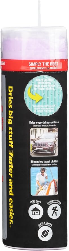 CleanTools the Absorber XL 18" x 29" - Synthetic Premium Drying Chamois Cloth for Cars and Trucks - Super Absorbent, Scratch-Free and Washable (Purple)