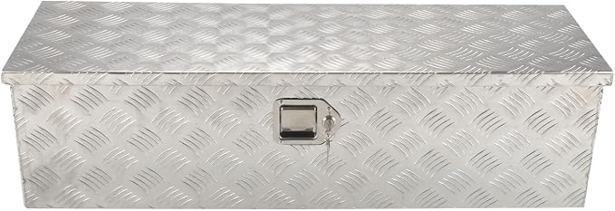 39''Inch Aluminum Truck Tool Box Truck Bed Toolbox Truck Trailer Chest Box Trailer Underbody Storage Organizer Waterproof Square Storage Organizer w/Lock & Keys Silver(‎39" Lx13 Wx10 H)