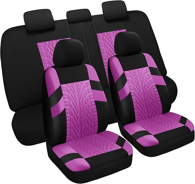 VarCozy Car Seat Covers Full Set, Front & Split Rear Bench for Car, Universal Cloth SUV, Sedan, Van, Automotive Interior Covers, Airbag Compatible