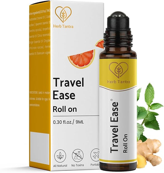 Travel Ease Roll On | Combat Motion Sickness,Morning Sickness,Vertigo, Pregnancy Nausea | Natural Non Drowsy | Road Trip Essentials