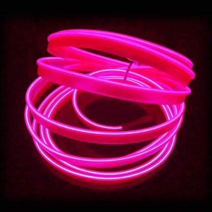 MaxLax Pink EL Wire Car Interior LED Kit - 16.4ft Flexible neon-Style Wire with 12V Fused Power Supply. Features 6mm Reinforced Edge for Easy auto Installation