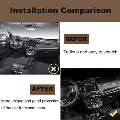 15PCS Full Interior Decoration Cover Center Consoles Instrument Panel Dashboard Trim Central Side Air Outlet Steering Wheel Moulding Trim Kits For Honda CRV 2017-2022 Carbon Fiber