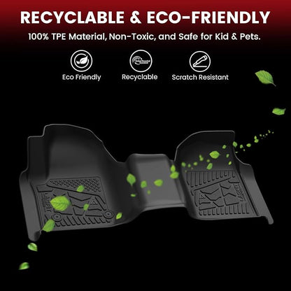 LASFIT Front Floor Mats 2019-2026 for Chevrolet Silverado/GMC Sierra 1500, 2020-2026 Silverado/Sierra 2500HD 3500HD, Only Regular Cab/Bench Seat, All Weather TPE Custom Floor Liners, 1st Row Only
