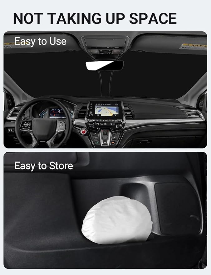 Proadsy Windshield Sun Shade for Honda Odyssey 2018-2025 2026 LX,EX,EX-L,Touring,Elite Minivan 4-Layer Foldable Front Sunshade Protector Sun Visor Blocks UV Rays Keep Car Cooler Accessories