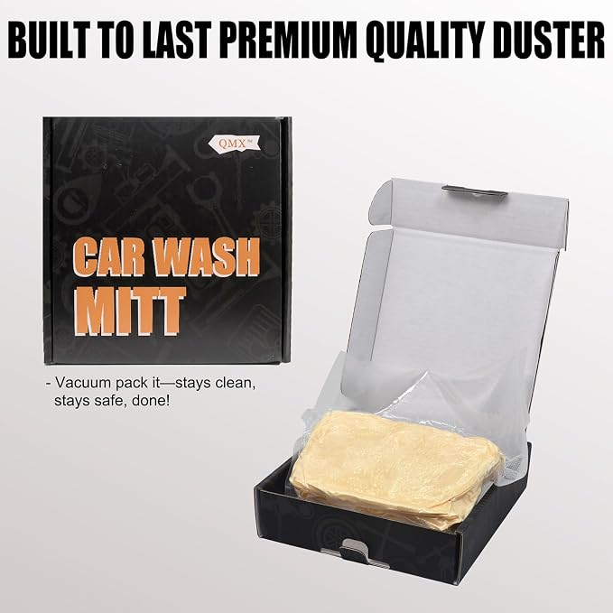 QMX™3-Pack Ultra-Soft Microfiber Car Wash Mitts Scratch-Free Double-Sided Wash & Wax Mitt for Safe Detailing and Paint Care