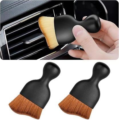 Blilo 2PCS Car Interior Detailing Brush with Dust Cover, Auto Soft Hair Cleaning Brushes, Scratch Free Curved Dirt Collectors, for Vehicle Dashboard Air Conditioner Vents Leather (Dark Brown/2PCS)