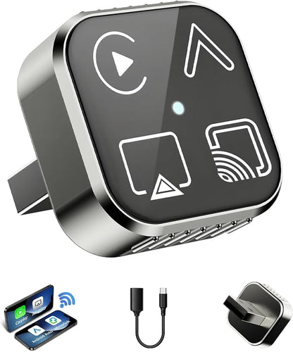 2026 4-in-1 Mini Wireless CarPlay & Android Auto Adapter Support AirPlay/MirrorLink, Convert Wired to Wireless, Auto-Connect for Daily Commute, 5.8GHz Stable Connection, Plug & Play Dongle