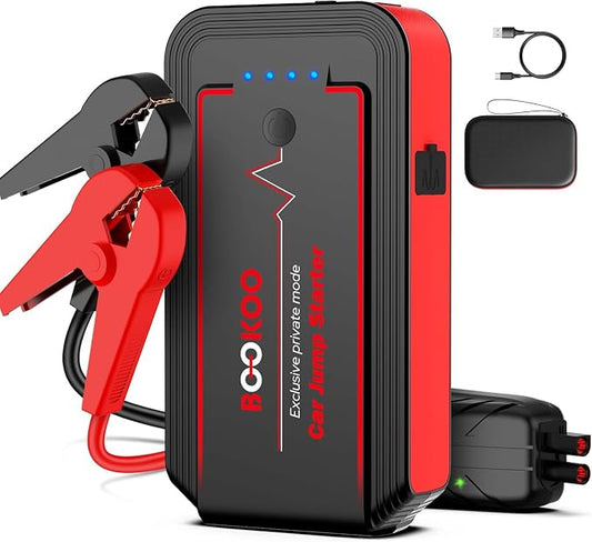 BOOKOO H9 Jump Starter 4500A,Portable Car Battery Jumper Starter for 10L Gas and 8L Diesel Engines,12V Car Battery Charger with Jumper Cables,USB QC 3.0,16V DC Output,3 LED Modes for Car Camping Trip