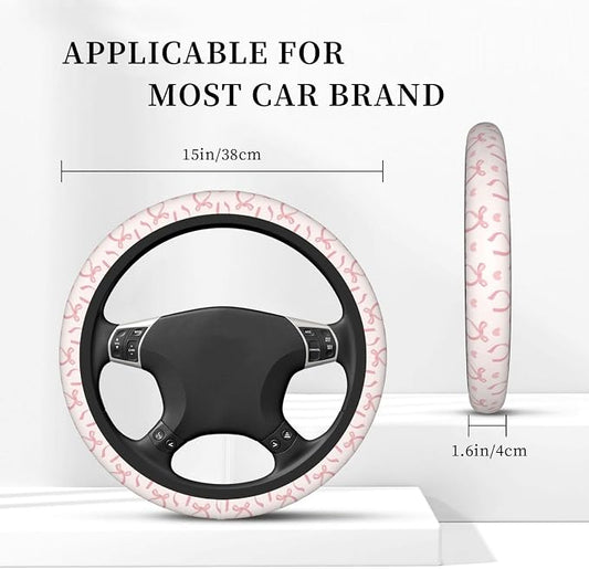 Pink Bow Steering Wheel Cover Cute Car Accessories