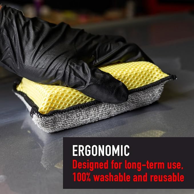 Maxshine Premium Microfiber Waxing Applicator for Car Detailing, Yellow & Grey, 9x13x4cm, 12 Pack