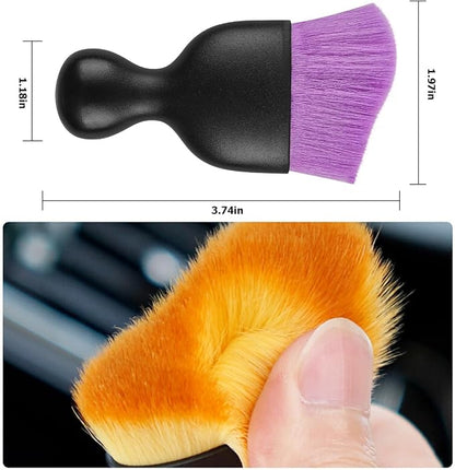 Blilo 2PCS Car Interior Detailing Brush with Dust Cover, Auto Soft Hair Cleaning Brushes, Scratch Free Curved Dirt Collectors, for Vehicle Dashboard Air Conditioner Vents Leather(Purple)