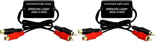 RCA Stereo 2 Channel Ground Loop Isolator Signal Noise Filter Suppressor Reducer Alternator for Car Audio Stereo（13600） (Pack of 2)