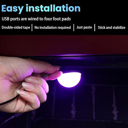 BESULEN Car Interior LED Lights, Automotive Ambient Neon Light Kit with USB Port, Car Accessories, Gifts for Men and Women, 4 in 1 Decoration Lights for Car, Garden, Home, Party（Orange）