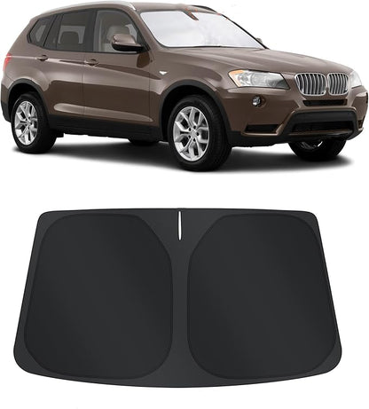 TINGLU Sun Shade for BMW X3 2011-2017 Accessories Windshield Sun Shade Window Shade UV Rays Protection Sun Visor Cover with Steering Wheel Sunshade Storage Bag