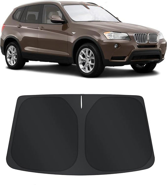TINGLU Sun Shade for BMW X3 2011-2017 Accessories Windshield Sun Shade Window Shade UV Rays Protection Sun Visor Cover with Steering Wheel Sunshade Storage Bag
