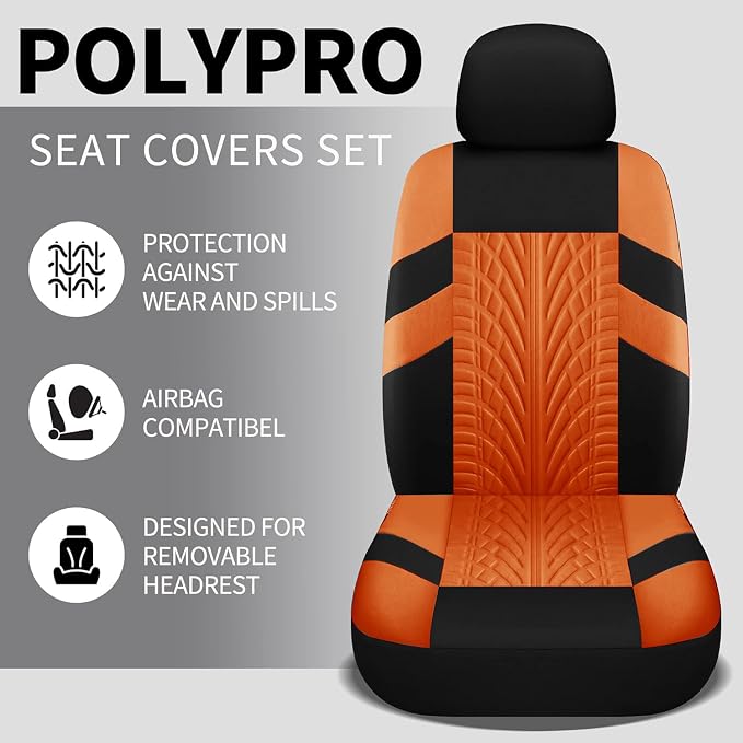 VarCozy Car Seat Covers Full Set, Front & Split Rear Bench for Car, Universal Cloth SUV, Sedan, Van, Automotive Interior Covers, Airbag Compatible