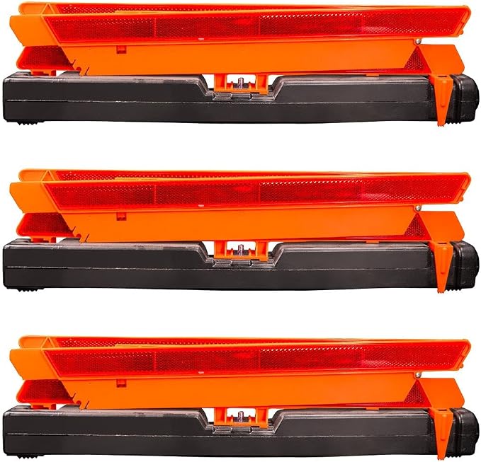 United Pacific 99251 Emergency Warning Triangle Kit (Set of 3 Triangles) w/Case, No Skid Rubber Feet, DOT FMVSS 125 – ONE Kit (Set of 3 Triangles w/Case)