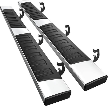 Running Boards 6 Inches for Double Cab Chevy Silverado/GMC Sierra 2007-2018 1500 | 2019 Limited/LD | 2007-2019 2500HD/3500HD (2 Full 2 Half Size Doors) Stainless Steel Side Steps Rails Nerf Bars 6"