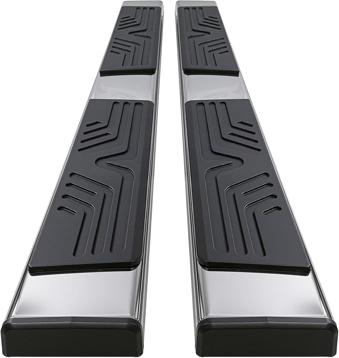 PZ 6.5" Rustproof Running Boards Side Steps Compatible with Chevy Silverado/GMC Sierra 1500 Crew Cab 2019-2026, 2020-2026 2500HD 3500HD,500 lbs Mirror Stainless Steel Side Step Nerf Bar Ridge Pattern