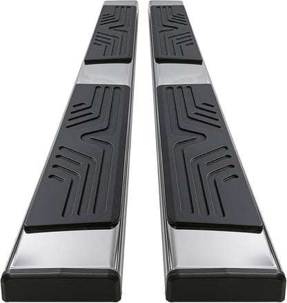PZ 6.5" Rustproof Running Boards Side Steps Compatible with Chevy Silverado/GMC Sierra 1500 Crew Cab 2019-2026, 2020-2026 2500HD 3500HD,500 lbs Mirror Stainless Steel Side Step Nerf Bar Ridge Pattern