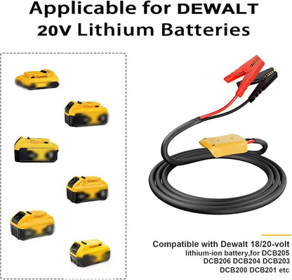 Jumper Cables with Adapter for Dewalt 20V Battery, 3.3FT 8AWG Portable Battery Dewalt Jumper Starter Automotive Booster Cables Power for Car Jump Starting Using Tool