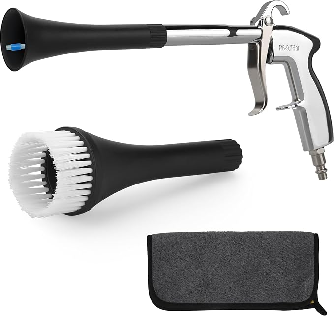 MYPIN Car Cleaning Gun, 6-9.2Bar, High Pressure Air Blow Gun with 2 Set Nozzle&Towel, Interior Car Cleaning for Vehicle Upholstery Carpet Seat