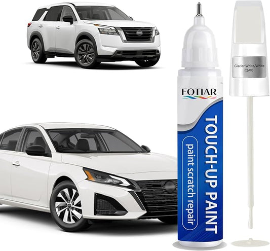 Glacier White/White(QAK) Touch up Paint for Nissan-Exact Match Scratch Repair Kit 2-In-1 Premium Car Paint Pen for Chips & Nicks