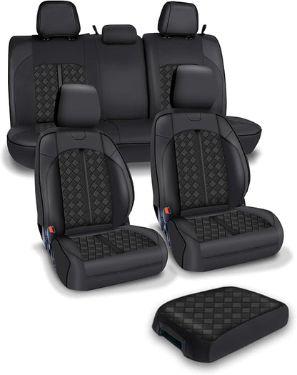 Carlimeki Leather Seat Covers Custom Fit for Tacoma Gen 3rd (2016-2023) Double & Crew Cab, for SR, SR5, Limited, TRD Pro, TRD Sport, TRD Off-Road, Trail Special Edition - Fully Covered