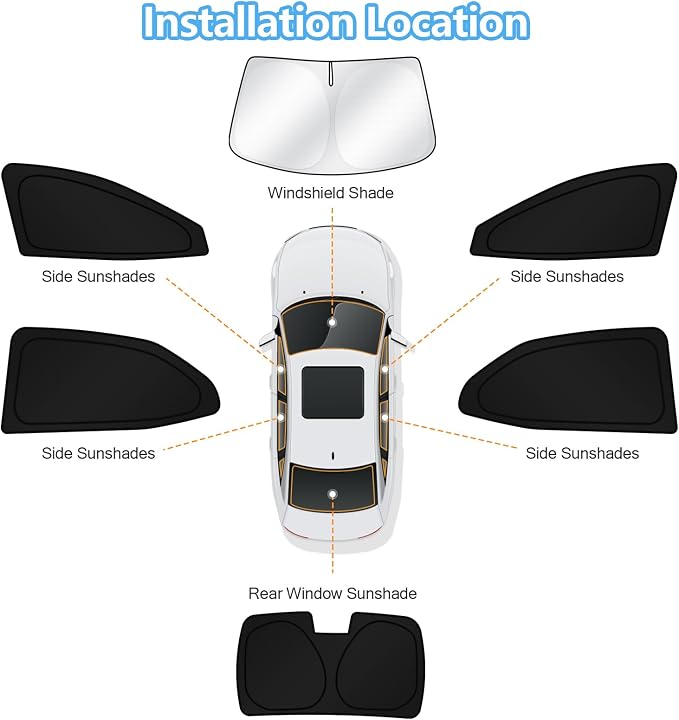 KUST Car Window Shades for Toyota Camry 2018 – 2022 2023 2024 Windshield Sun Shade Side Window Cover UV Block Privacy Protection Accessories for Camping Blackout Rear Back Full Set 6PCS