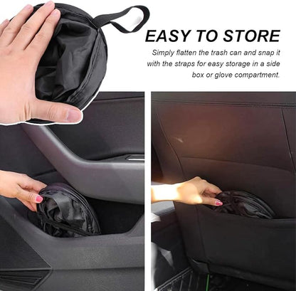 2 PCS Car Trash Can, Waterproof Portable Collapsible Pop-up Garbage Bin with Elastic Band, Automotive Mini Portable Hanging Rubbish Bin Trash Bag for Camping Traveling