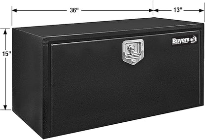 Buyers Products 1703326 Black Steel Underbody Truck Tool Box – 15 x 13 x 36 Inch - Truck Bed & Underbelly RV Storage Box, Locking T-Latch, Weather-Resistant, Heavy-Duty Flatbed Job Box, Made in USA