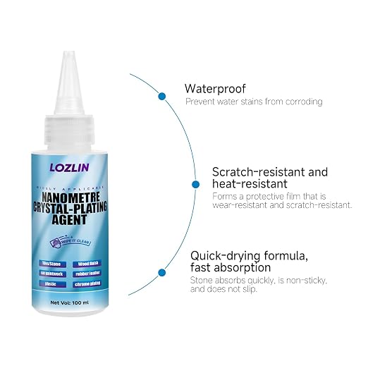 LOZLIN Nano Clear-Crystal Coating Multi-Surface Protector for Marble Granite Tile Countertop, Car Paint Wood Plastic Leather Ceramic Shine & Scratch Stain Protection-100ml