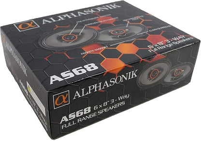Alphasonik AS68 Loudspeakers 1 Pair of 6X8 350W Max 3-Way Speakers 4 Ohms Premium Quality Audio Door Speakers for Car or Truck Stereo Sound System