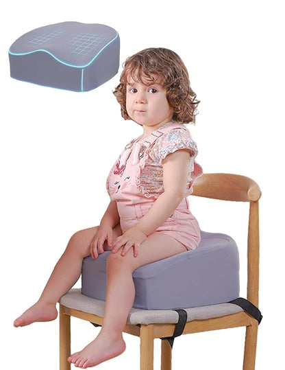 Babelio Ergo-Designed Booster Seat for Kitchen Chair, Promote Proper Upright Posture, Toddler Booster Seat for Dining Table, Removable & Washable Cover, Suitable for 18 Months to 5 Years, Dark Grey