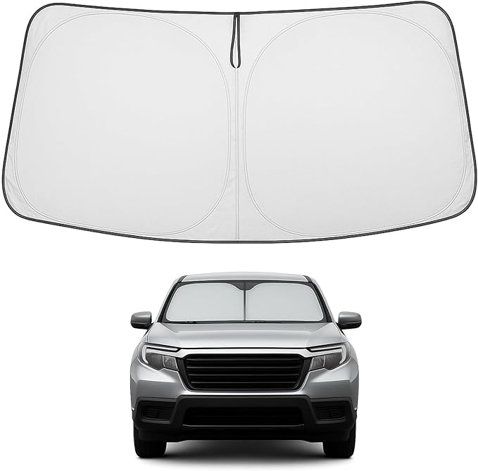 Proadsy 2026 Upgrade Windshield Sun Shade Custom Fit Honda Ridgeline 2017-2025 2026 4-Layer Foldable Front Sunshade Protector Sun Visor Blocks UV Rays Keep Car Cooler